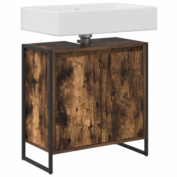 vidaXL Szafka Łazienkowa z przechowywaniem Dąb dymny 60 x 30 x 60 cm