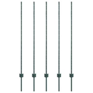 vidaXL Słupek ogrodzeniowy. 5 pcs Zielony 140 cm Stal