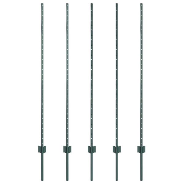 vidaXL Słupek ogrodzeniowy. 5 pcs Zielony 140 cm Stal