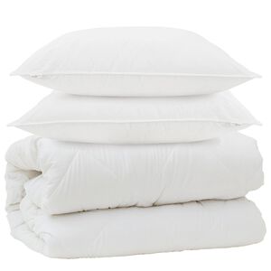 vidaXL Duvet z poduszkami z poduszką 3 pcs Biały Mikrofibra