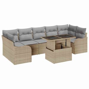 vidaXL Zestaw Sof na Ogr&oacute;d 8 szt. 7-Liczba miejsc Beżowy Rattan poli