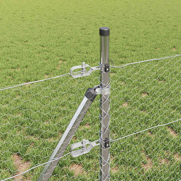 vidaXL Słupek ogrodzeniowy. Srebrny 10 x 0,5 m (siatka 25 mm) Stal