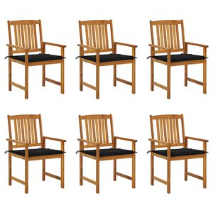 vidaXL Krzesła ogrodowe z poduszkami, 6 szt., lite drewno akacjowe