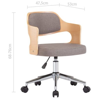 vidaXL Obrotowe krzesła stołowe, 4 szt., taupe, gięte drewno i tkanina