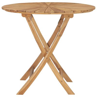 vidaXL Składany stół ogrodowy, Ø 85 cm, lite drewno tekowe