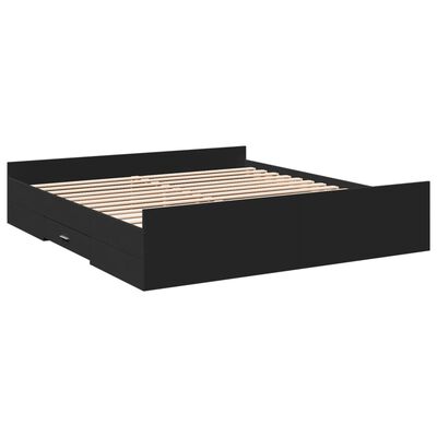 vidaXL Rama łóżka z szufladami, czarna, 180x200 cm
