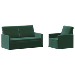 vidaXL Zestaw Sof 2 pcs Ciemnozielony Welur