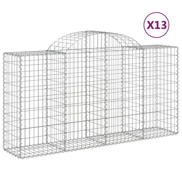 vidaXL Kosze gabionowe, 13 szt, 200x50x100/120cm, galwanizowane żelazo