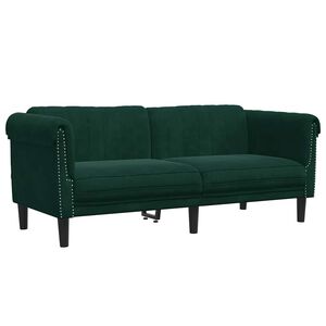 vidaXL Sofa dwuosobowa, ciemnozielona, aksamit