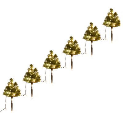 vidaXL Drzewka do ozdoby ścieżki, 6 szt., ciepłe białe LED, 45 cm, PVC