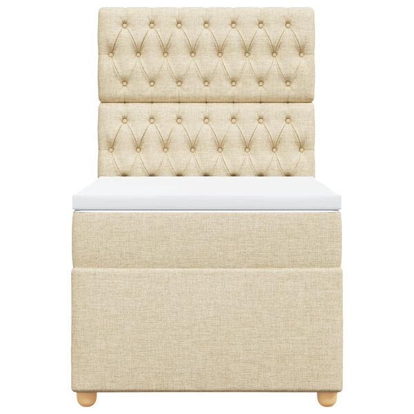 vidaXL Ł&oacute;żko kontynentalne z materacem, kremowe, tkanina, 90x190 cm