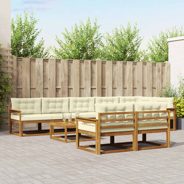 vidaXL Zestaw sof na zewnątrz z poduszką 9 pcs Naturalny i Kremowy