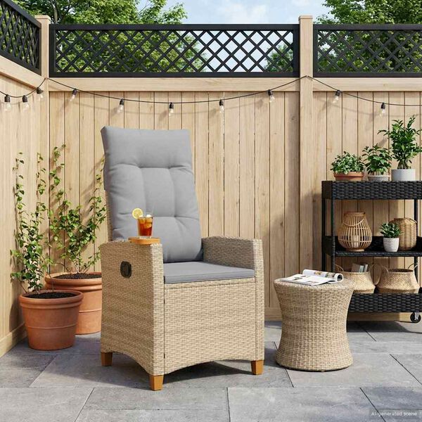 vidaXL Fotel z regulowanym oparciem i tacą na napoje 62 x 64 x 112 cm