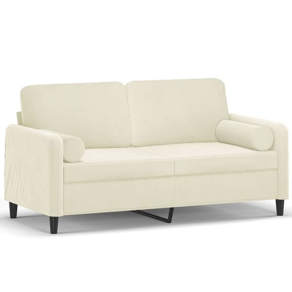 vidaXL 2-osobowa sofa z poduszkami, kremowa, 140 cm, aksamit