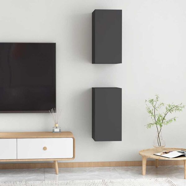 vidaXL Szafki telewizyjne, 2 szt., szare, 30,5x30x60 cm