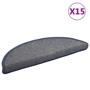 vidaXL Maty na schody 15 szt. 56x17x3 cm, jasnoszare i niebieskie, p&oacute;łokrągłe