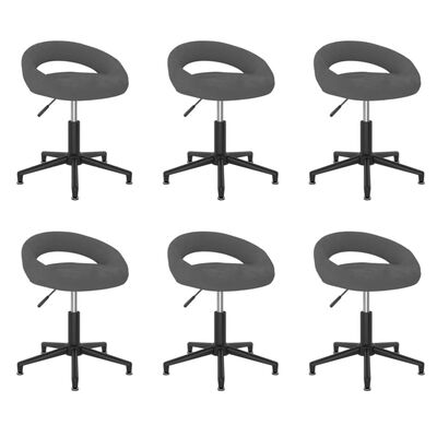 vidaXL Obrotowe krzesła stołowe, 6 szt., ciemnoszare, obite aksamitem