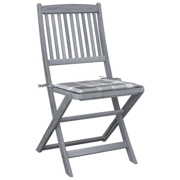 vidaXL Składane krzesła ogrodowe z poduszkami, 4 szt., drewno akacjowe