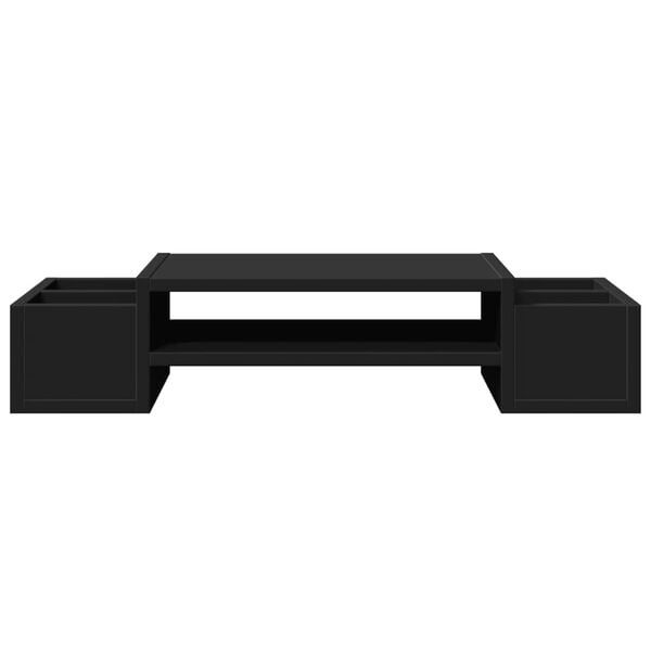 vidaXL Podstawka pod monitor, z przegródkami, czarna, 70x27x15 cm