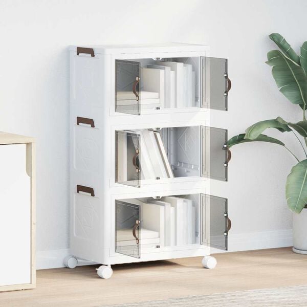 vidaXL Skrzynia do przechowywania z k&oacute;łkami, 3-poziomowa, 28 L