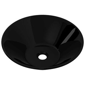 vidaXL Umywalka łazienkowa, ceramiczna, czarna, okrągła