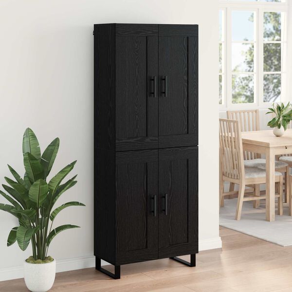 vidaXL Highboard Czarny Dąb 69,5 x 34 x 180 cm Materiał drewnopochodny