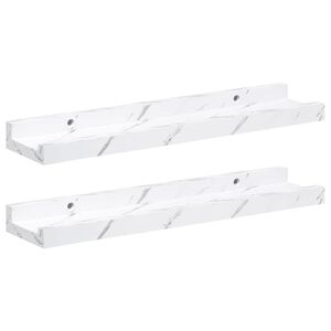 vidaXL P&oacute;łka ścienna z p&oacute;łką 2 pcs Biały marmur 40 x 9 x 3 cm