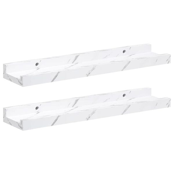 vidaXL P&oacute;łka ścienna z p&oacute;łką 2 pcs Biały marmur 40 x 9 x 3 cm