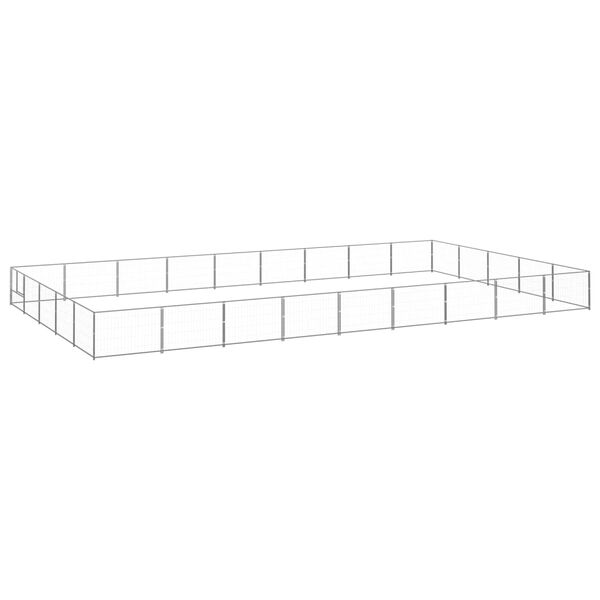 vidaXL Kojec dla psa, srebrny, 45 m², stalowy
