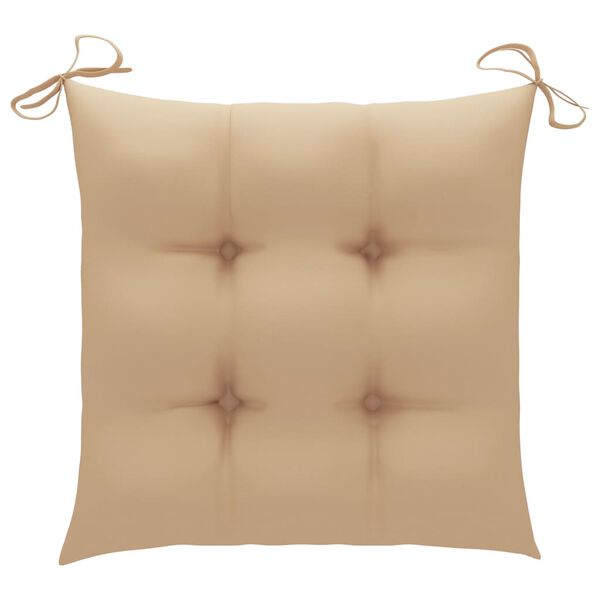 vidaXL Fotel bujany z beżową poduszką, lite drewno tekowe