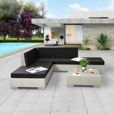 vidaXL 6-cz. zestaw wypoczynkowy do ogrodu, poduszki, beton, szary