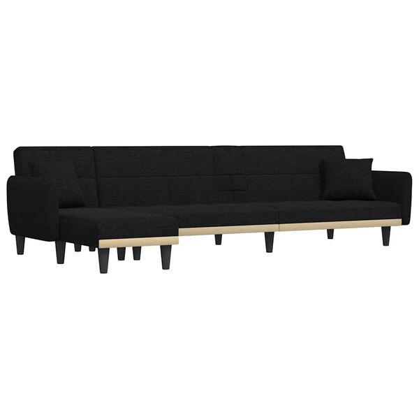 vidaXL Sofa rozkładana L, czarna, 275x140x70 cm, tkanina