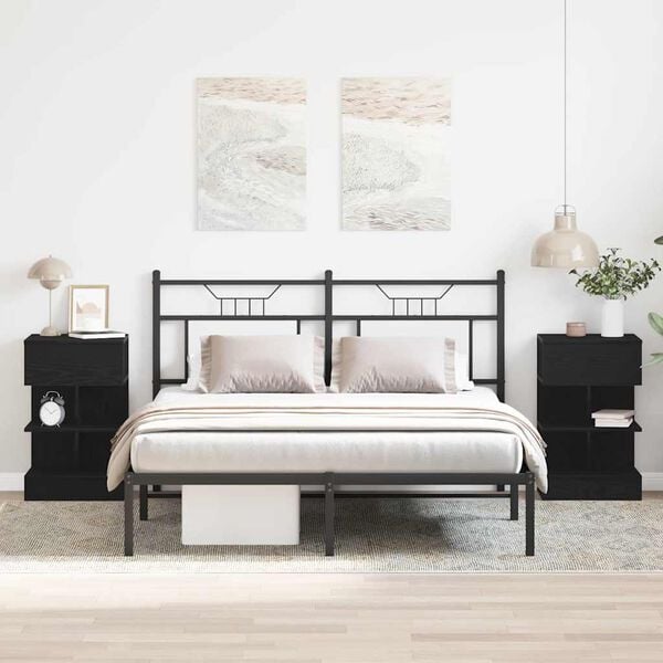 vidaXL Szafka Nocna z szufladą 2 pcs Czarny Dąb 40 x 35 x 65 cm