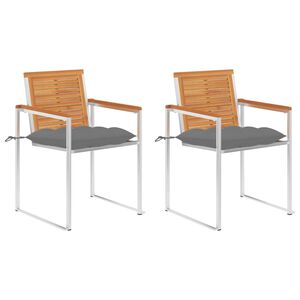 vidaXL Krzesła ogrodowe z poduszkami, 2 szt., drewno akacjowe i stal