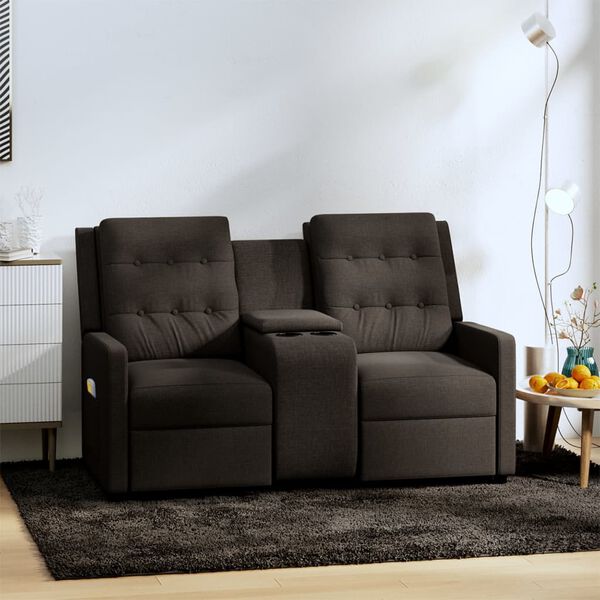 vidaXL Rozkładany fotel masujący z uchwytem, 2-os., brązowy