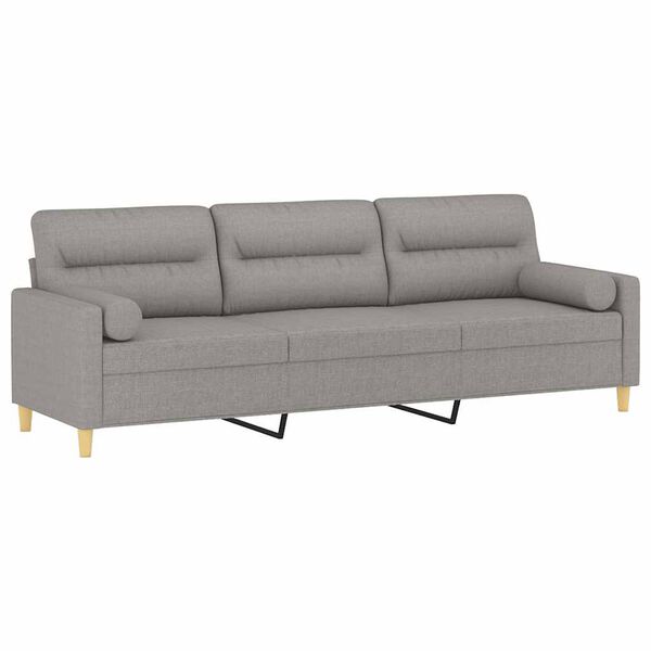 vidaXL 3-osobowa sofa wypoczynkowa z poduszkami, jasnoszara, 210 cm