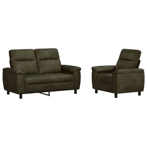 vidaXL Zestaw Sof 2 pcs Zielony wojskowy Sk&oacute;ra zamszowa