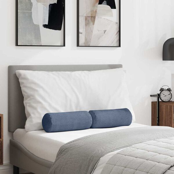 vidaXL Poduszki Wałkowe 2 pcs Niebieski Ø 15 x 40 cm