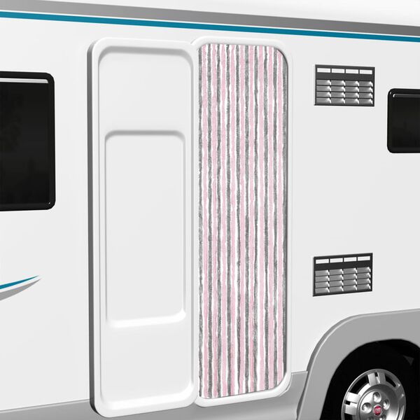 vidaXL Zasłona przeciwko owadom, srebrno-r&oacute;żowa, 56x185 cm, szenil