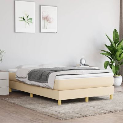 vidaXL Rama łóżka, kremowa, 120x200 cm, obita tkaniną