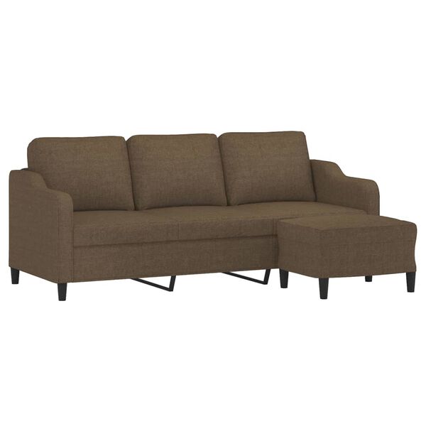 vidaXL 3-osobowa sofa z podn&oacute;żkiem, brązowy, 180 cm, tkaniną