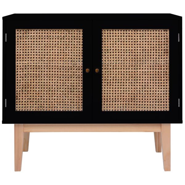 vidaXL Komoda, czarna, 88,5 x 40 x 80 cm, MDF i rattan