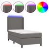vidaXL Ł&oacute;żko kontynentalne z materacem i LED, szara ekosk&oacute;ra 90x200 cm