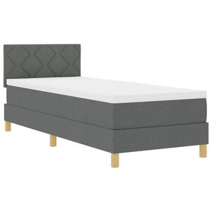vidaXL Ł&oacute;żko z sprężyną LED z poduszką Ciemnoszary 80 x 200 cm tkanina
