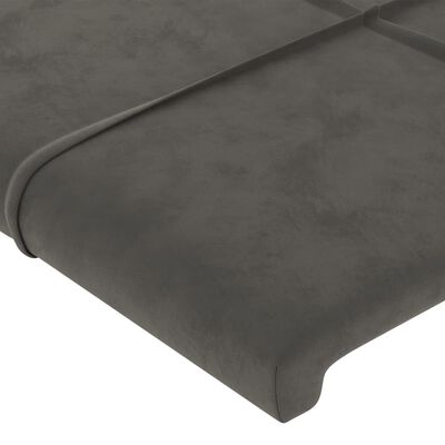 vidaXL Rama łóżka z zagłówkiem, ciemnoszara, 140x200 cm, aksamitna