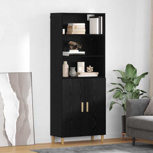 vidaXL Highboard Czarny Dąb 69,5 x 32,5 x 180 cm