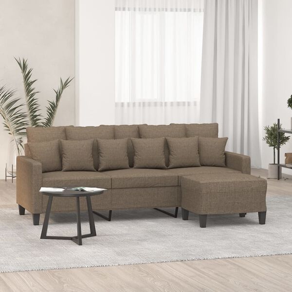 vidaXL 3-osobowa sofa z podn&oacute;żkiem, taupe, 180 cm, tkaniną