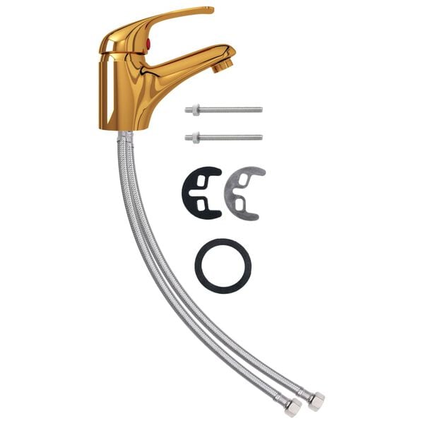 vidaXL Bateria umywalkowa z mieszaczem, złota, 13x10 cm