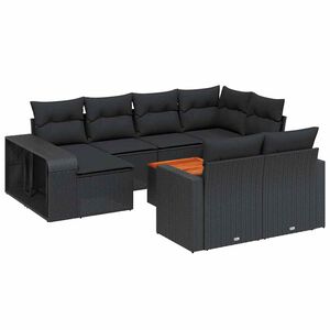 vidaXL 11-cz. zestaw wypoczynkowy do ogrodu, poduszki czarny rattan PE
