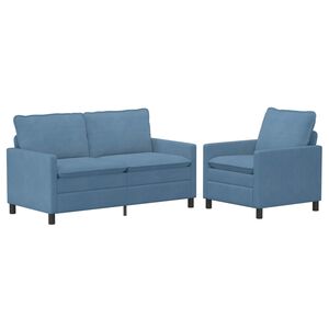 vidaXL Zestaw Sof 2 pcs niebieski tkanina